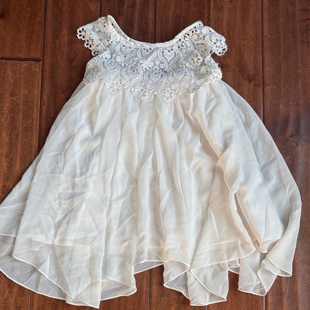 Girls Toddler Flower Girl Dress White Lacy and Flowy